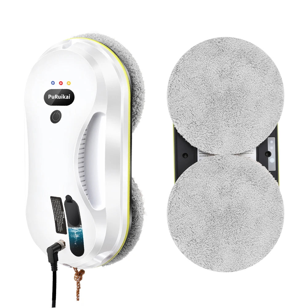 Back view of the PuRuiKai window robot showing safety rope and pads