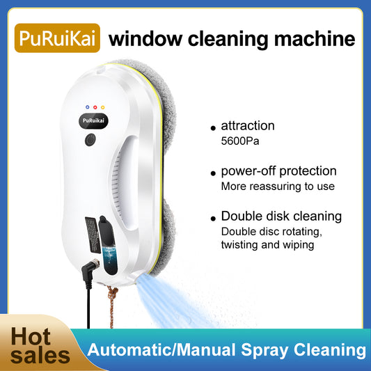 PuRuiKai Robotic Window Cleaner – AI-Powered Streak-Free for Glass/Patio Doors/Tiles