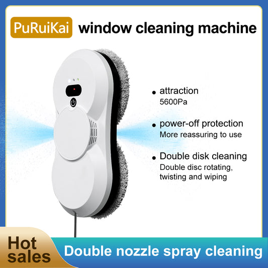 PuRuiKai Upgraded Window Cleaning Robot with Dual Auto Spray – Slim & Smart Design