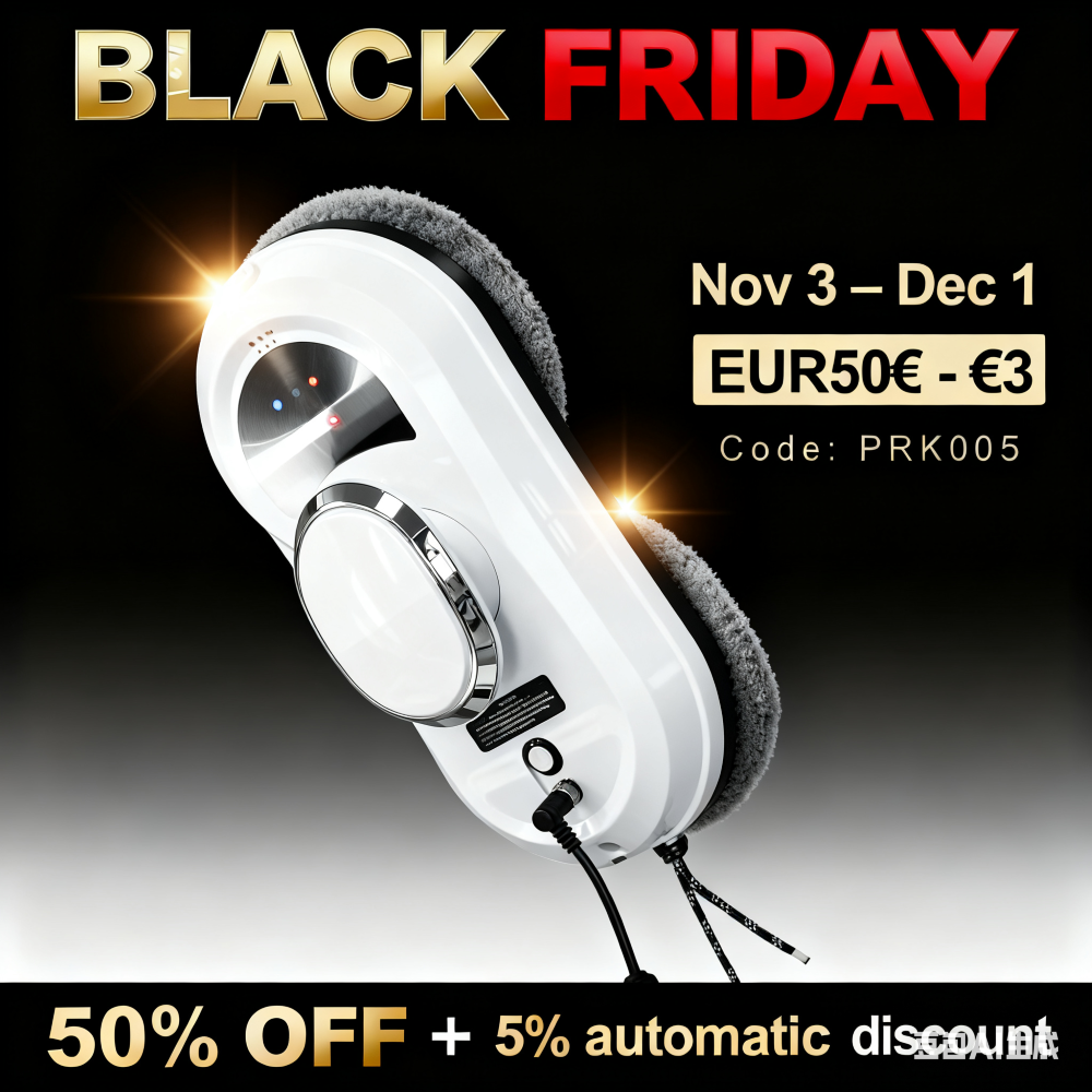 J-HCR-01 PuRuiKai Electric Window Cleaner Robot - Strong Suction, Remote Control Smart Glass Cleaner for Windows, Tiles, Glass Doors